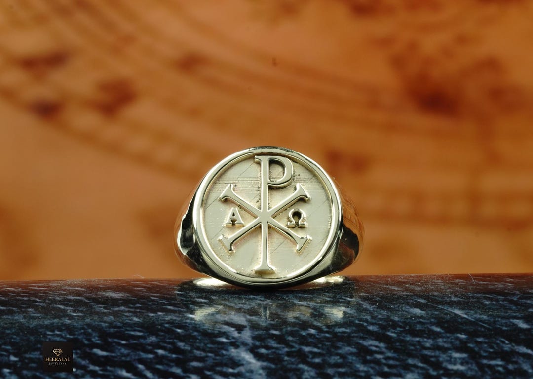 Chi Rho Wedding 925 Sterling Silver Chi Rho Ring, Christian Symbol Band, Religious Gift ...