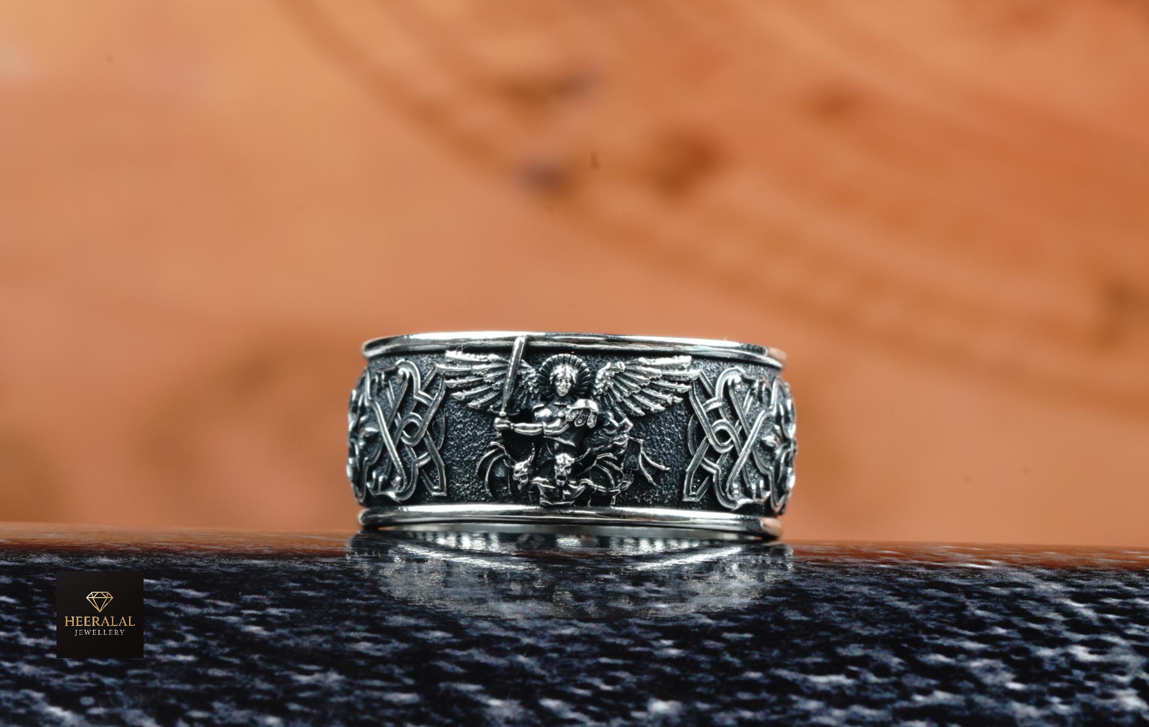 Anello San Michele Arcangelo Con Ala E Zodiaco - Argento 925 Fatto A Mano - Disponibile Misure 5-15 US - Foto 3