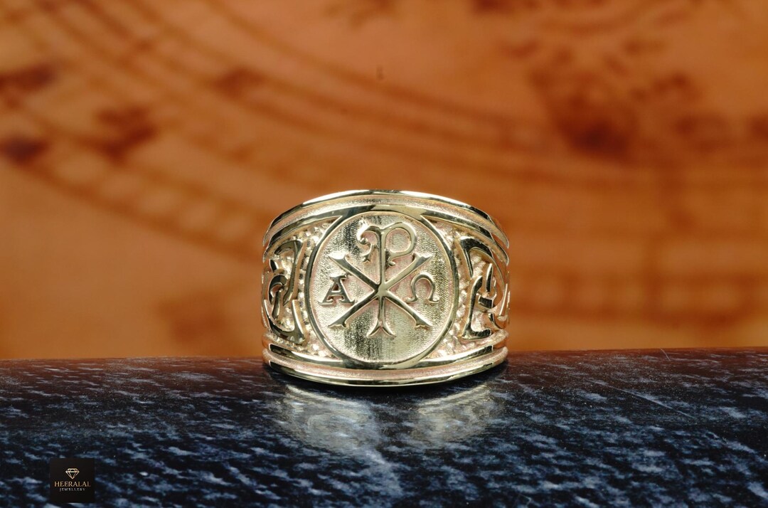 Chi Rho Wedding Chi Rho Ring,christian Symbol Band, Religious Gift,wedding Anniversary ...