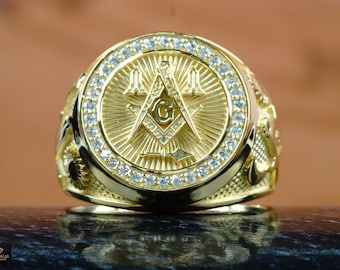 Master Masonic Symbol Ring, Sterling Silver, Men's Gift, Freemason Jewelry