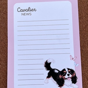 Bloc de notas Cavalier King Charles Spaniel 5x7 con líneas, bloc de escritorio para perros, color beige, papelería, regalo para mamás de perros, agenda, bloc de escritura para oficina, tricolor