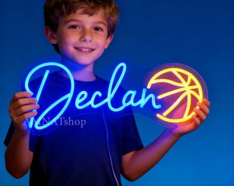 Custom Basketball Neon Sign, Custom Name Neon Sign For Kids, Basketball Room Decor, Neon Sign Bedroom, Kids Gift, Christmas Gifts