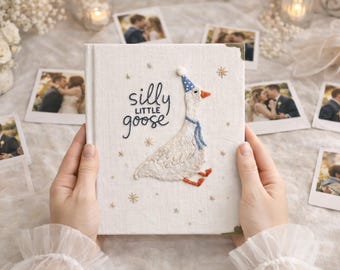 Broderat linnealbum för bebisar, personligt minnesalbum, fotoalbum för nyfödda