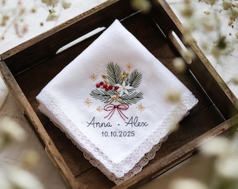 Handbroderad linnenäsduk, julklapp, personlig näsduk