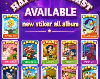 Monopoly Go Sticker 5 Sterne Gesamte Albumkollektion (FROHE ERNTE)