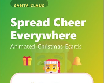 Tarjetas navideñas animadas / Paquete de vídeos navideños de Papá Noel en HD (descarga MP4)