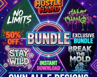 Digital Bundle 5 Designs, Graffiti Typography SVG PNG, Urban Street Art 300 DPI Print