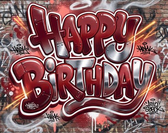 Graffiti Happy Birthday Clipart | 5 Graffiti Text PNG Urban Street Decals Hip Hop Clip