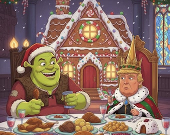 Paquete de 5 imágenes de parodias navideñas, mercado invernal de fantasía, humor de muñecos de nieve, descarga digital