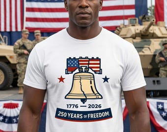 Camiseta USA 250, camiseta patriótica de la Campana de la Libertad (1776-2026), camiseta minimalista de la Independencia de Estados Unidos