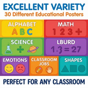 Classroom Printables Bundle – 30 Fun Educational Posters for Teachers ...