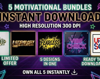 Digital Bundle 5 Designs, Urban Typography SVG PNG, Graffiti Street Art 300 DPI Instant Download