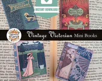 Kit di minilibri vittoriani autentici (senza intelligenza artificiale), minilibro digitale stampabile, libro illustrato in miniatura vintage, materiale per bricolage fai da te, materiale per diario spazzatura effimero