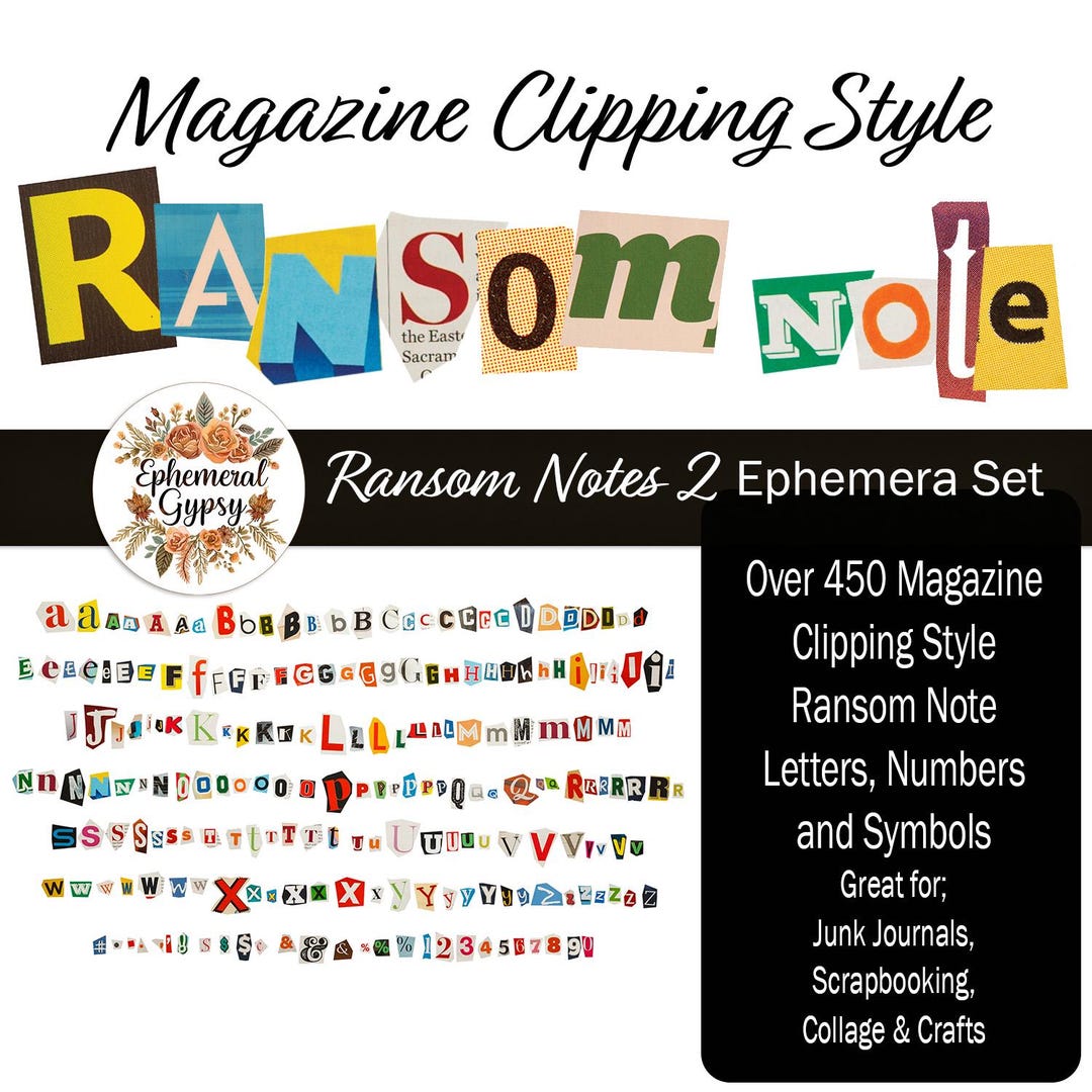 Magazine Ransom Note Letter R Ransom Alphabet Letters Numbers and Symbols Digital Download Magazine ...