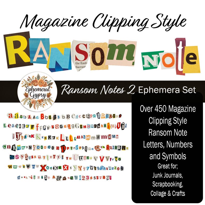 Ransom Capital R Ransom Alphabet Letters Numbers and Symbols Digital Download Magazine ...
