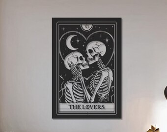 Skeleton Lovers Metal Wall Art Gothic Couple Wall Decor Tarot Skeleton Art Dark Romantic Wall Decor Alternative Home Decor