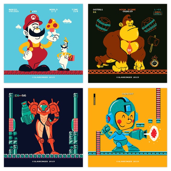 Fokken Verdeelstuk verdund Classic Video Games Set of 4 Screen Prints Super Mario - Etsy