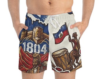 Bañador con estampado integral de la bandera de Haití y la herencia de 1804.