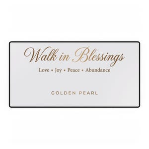 Alfombrilla de escritorio «Camina hacia las bendiciones» / Frase inspiradora, diseño de perlas doradas neutras