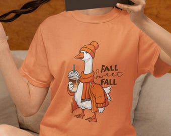Fall Goose Comfort Colors T-shirt, Thanksgiving Autumn Sweatshirt, Silly Goose T-shirt, Fall Vibes, Autumn Thanksgiving Tee
