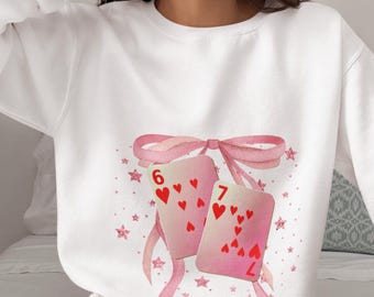 Soulmate Playing Card Sweatshirt, Romantic Valentine Gift, Starry Playing Card Heart Design