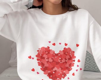 Heart Cluster Sweatshirt, Valentine's Day Gift, Unisex Cotton Shirt, Minimal Heart Design Sweatshirt