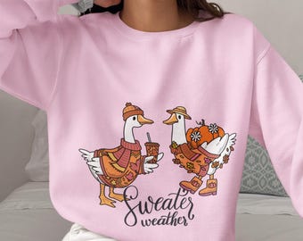 Fall Goose Comfort Colors Sweatshirt, Thanksgiving Unisex Tee, Cozy Silly Goose Shirt, Gift For Her Him