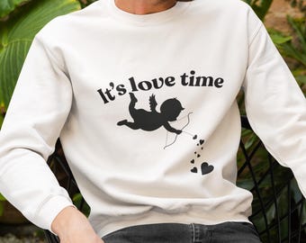 It’s Love Time Shirt, Cupid Valentine Shirt, Matching Couple Valentine Outfit, Cute Angel Love Shirt, Romantic Gift for Couples