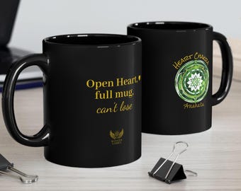 Heart Chakra Mug, Anahata Green Mandala, Spiritual Gift