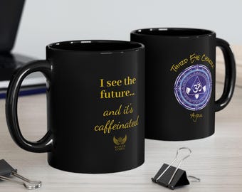 Third Eye Chakra Mug, Ajna Intuition Coffee Cup, Winged Codex