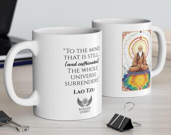 Lao Tzu Coffee Mug, Taoist Zen Gift, Enlightened Sips