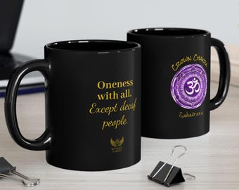 Crown Chakra Mug, Sahasrara Violet Mandala, Spiritual Humor Gift
