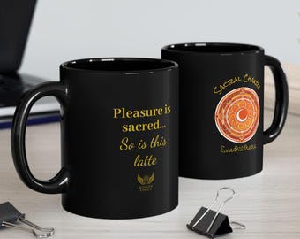 Sacral Chakra Mug, Orange Mandala, Svadhisthana Energy, Winged Codex