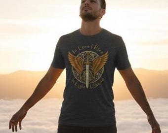 Koszulka ze Świętym Michałem, T-shirt z Archaniołem Michałem, Ochrona Świętej Geometrii, Grafika ze Skrzydlatym Mieczem, Unisex Softstyle