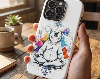 Meditating Polar Bear Phone Case, Spiritual Oracle Design