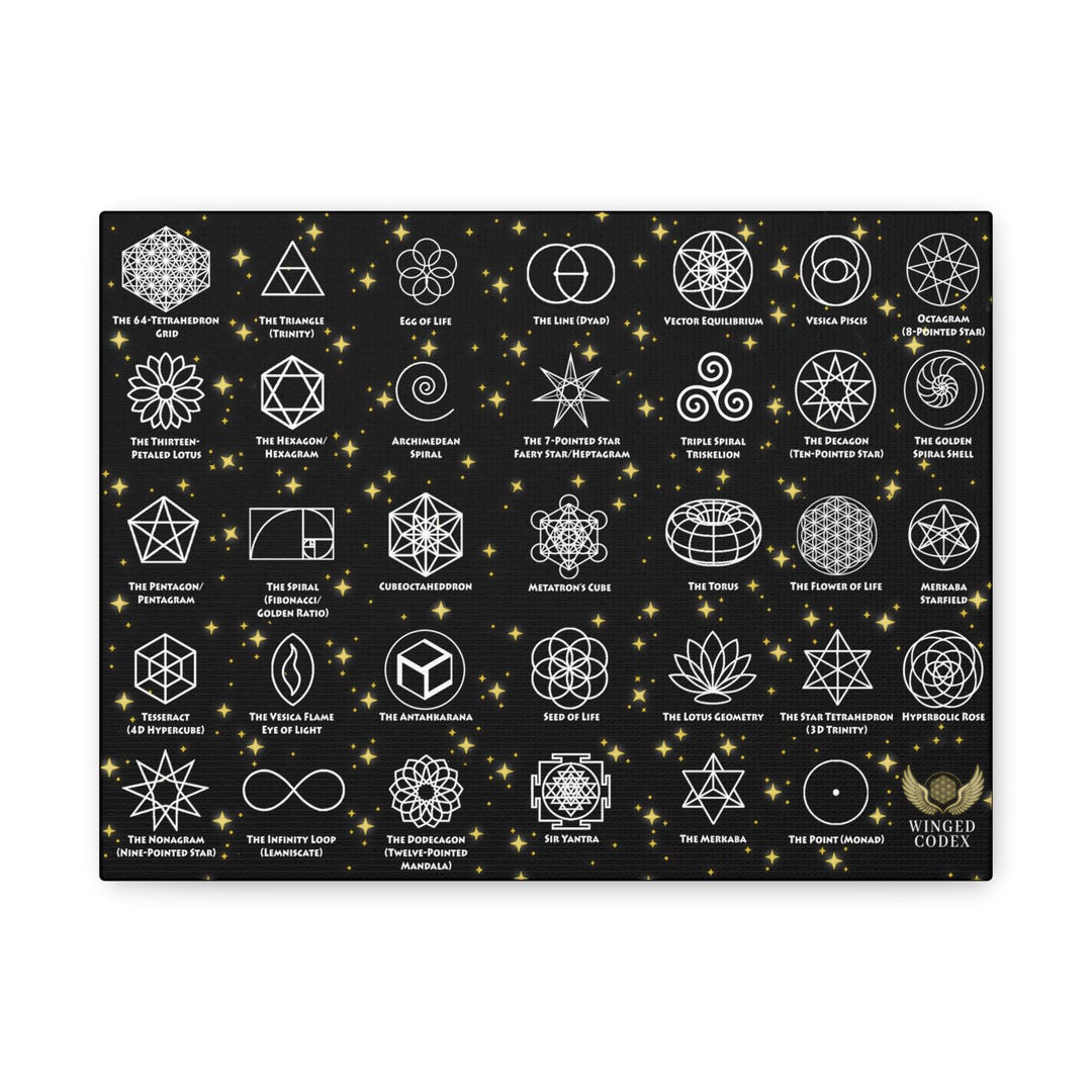 Sacred Geometry Canvas Print, 35 Esoteric Symbols, Spiritual Wall Art ...