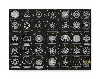 Sacred Geometry Canvas Print, 35 Esoteric Symbols, Spiritual Wall Art