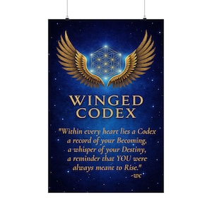 Eleganter geflügelter Codex Matte Poster: Spirituelles Home Dekor