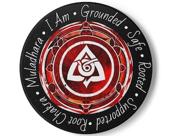 Posavasos Chakra Raíz • Mandala de Conexión a Tierra Muladhara • Estabilidad y Fuerza • Posavasos Geometría Sagrada • Códice Alado