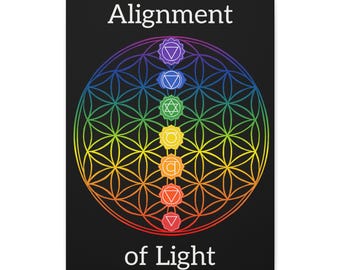 Alignment of Light – Flower of Life Chakra Canvas | Sacred Geometry Wall Art