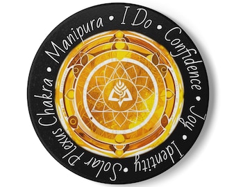 Posavasos del chakra del plexo solar • Decoración de mandala de geometría sagrada
