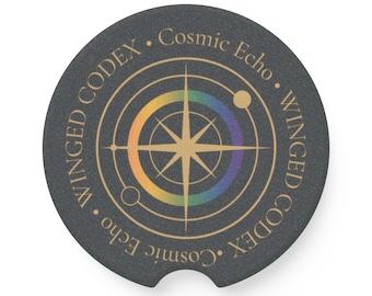 Cosmic Echo Car Coaster, Celestial Compass, Rainbow Energy, Spiritual Cup Holder Coaster
