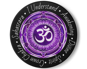 Crown Chakra Sacred Geometry Ceramic Coaster | Spiritual Awakening, Divine Connection