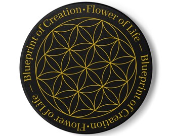 Flower of Life Coaster, Blueprint of Creation, Sacred Geometry Ceramic Drink Mat, Winged Codex