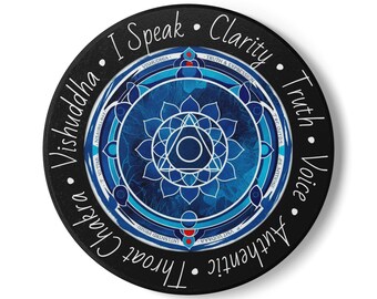 Posavasos del chakra de la garganta • Mandala Vishuddha • Decoración para la expresión de la voz