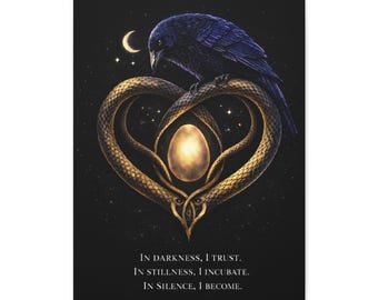 Raven Serpent Heart Canvas  In Darkness I Trust  Shadow Work Altar Art