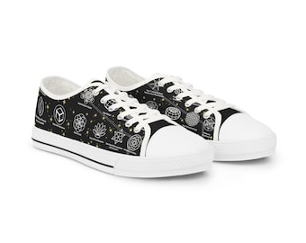 Celestial Geometry Sneakers | Low Top Shoes, Astrology Symbols on Black