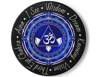 Posavasos del chakra del tercer ojo • Mandala Ajna, decoración de meditación de intuición