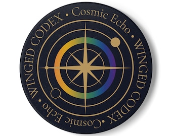 Cosmic Echo Coaster Winged Codex Sigil Rainbow Energy Compass Spiritual Decor Celestial Coaster Gift