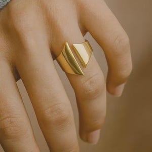 Chunky Gold Wrap-verstellbarer offener Bandring, Gold-Statement-Ring, breites Bandring für Frauen, Geschenk für sie